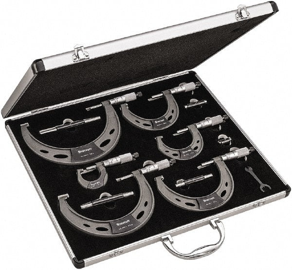 Starrett - Mechanical Outside Micrometer Sets Minimum Measurement (Inch): 0 Maximum Measurement (Inch): 6 - Exact Tooling