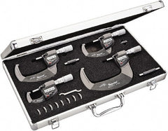 Starrett - Mechanical Outside Micrometer Sets Minimum Measurement (Inch): 0 Maximum Measurement (Inch): 4 - Exact Tooling