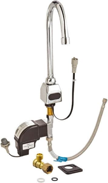 Zurn - Chrome Plated Electronic Internal Temperature Control Mixer Sensor Faucet - Powered by 4 AA Batteries, Gooseneck Spout, Single Hole Mounting Centers - Exact Tooling