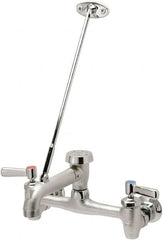 Zurn - Vacuum Breaker Spout With Pail Hook And Wall Brace, Two Handle, Rough Chrome Wall Mount, Industrial Service Sink Faucet - Lever Handle - Exact Tooling