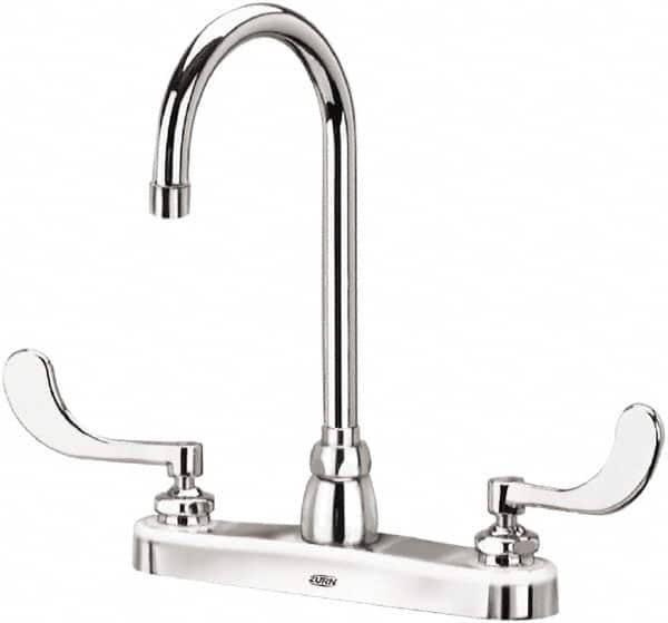 Zurn - Gooseneck, Two Handle, Chrome Plated Deck Mount, Laboratory Faucet - Wrist Blade Handle - Exact Tooling