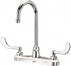 Zurn - Gooseneck, Two Handle, Chrome Plated Deck Mount, Laboratory Faucet - Wrist Blade Handle - Exact Tooling
