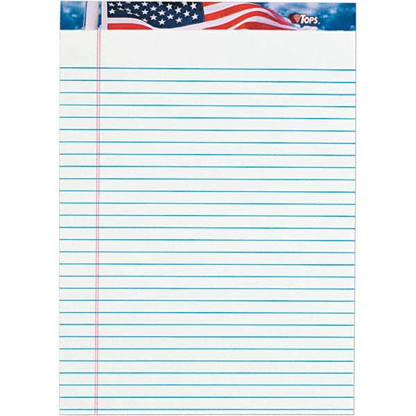 TOPS - 50 Sheet, 8-1/2 x 11-3/4", Legal/Wide (Style) Writing Pad - Red, White & Blue - Exact Tooling