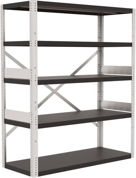 Valley Craft - 4 Shelf Starter Open Steel Shelving - 10,000 Lb Capacity, 60" Wide x 72" High x 24" Deep, Gray - Exact Tooling