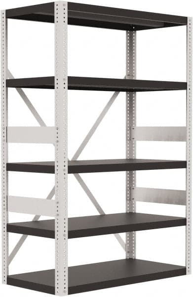 Valley Craft - 4 Shelf Starter Open Steel Shelving - 10,000 Lb Capacity, 48" Wide x 72" High x 24" Deep, Gray - Exact Tooling