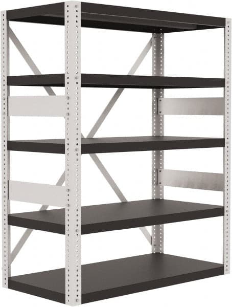 Valley Craft - 4 Shelf Starter Open Steel Shelving - 10,000 Lb Capacity, 48" Wide x 60" High x 24" Deep, Gray - Exact Tooling