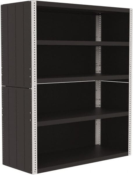 Valley Craft - 4 Shelves, 10,000 Lb Capacity, Enclosed Shelving - 60" Wide x 24" Deep x 72" High, Gray - Exact Tooling