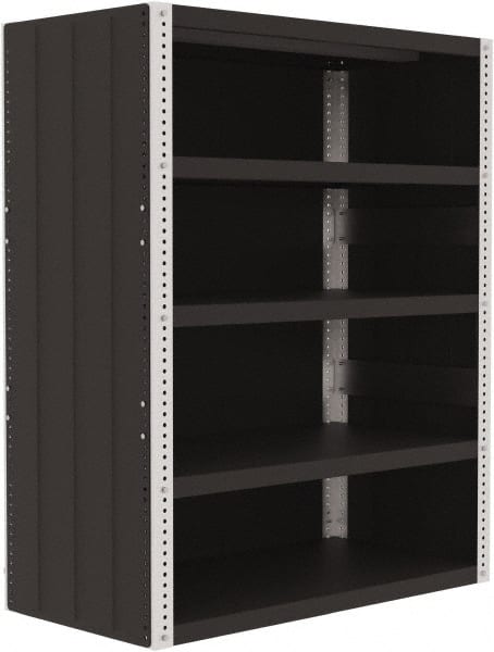 Valley Craft - 4 Shelves, 10,000 Lb Capacity, Enclosed Shelving - 48" Wide x 24" Deep x 60" High, Gray - Exact Tooling