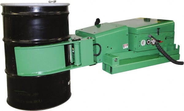 Valley Craft - 2,000 Lb Load Capacity, 30, 55 & 85 Gal Forklift Drum Rotator - Steel Wheels - Exact Tooling