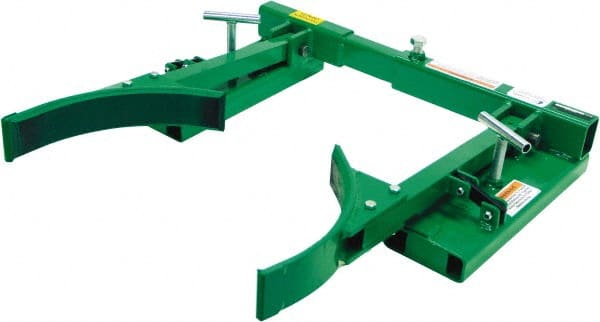 Valley Craft - 1,500 Lb Load Capacity, 30, 55 & 85 Gal Forklift Drum Handler - Steel Wheels - Exact Tooling