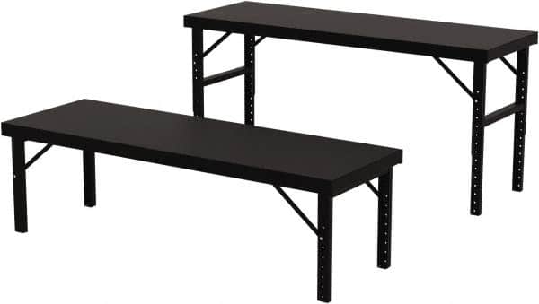 Valley Craft - 28 Wide x 84" Deep x 28" High, Steel Work Table - 14 Gauge Stainless Steel Top, Adjustable Height Legs, Gray - Exact Tooling