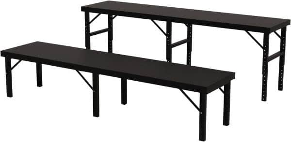 Valley Craft - 28 Wide x 120" Deep x 28" High, Steel Work Table - 14 Gauge Stainless Steel Top, Adjustable Height Legs, Gray - Exact Tooling