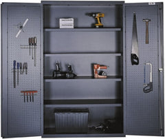 Valley Craft - 4 Shelf Pegboard Storage Cabinet - Steel, 48" Wide x 24" Deep x 78" High, Gray - Exact Tooling