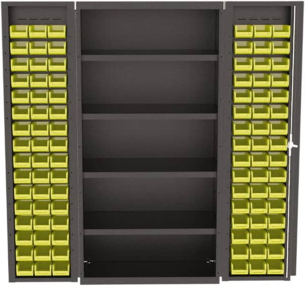 Valley Craft - 4 Shelf 96 Bin Storage Cabinet - Steel, 36" Wide x 24" Deep x 72" High, Gray - Exact Tooling