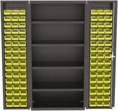 Valley Craft - 4 Shelf 96 Bin Storage Cabinet - Steel, 36" Wide x 24" Deep x 72" High, Gray - Exact Tooling