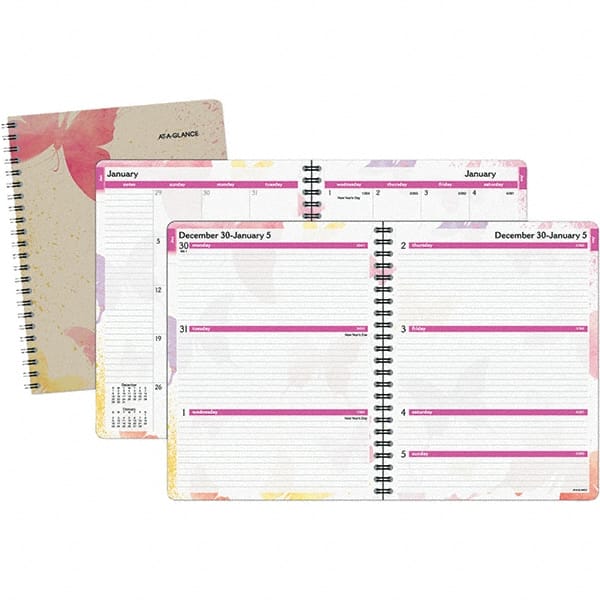 AT-A-GLANCE - 128 Sheet, 8-1/2 x 11", Weekly/Monthly Planner - Watercolors - Exact Tooling