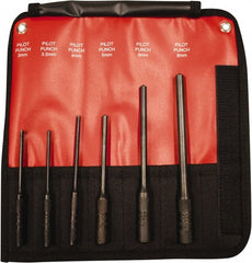 Mayhew - 6 Piece, 3 to 8mm, Pin & Pilot Punch Set - Hex Shank, Steel, Comes in Kit Bag - Exact Tooling