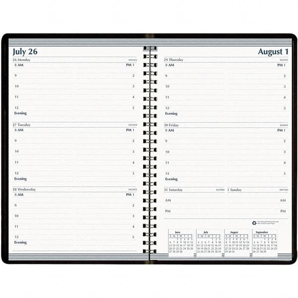 House of Doolittle - 104 Sheet, 5 x 8", Weekly Appointment Book - Black - Exact Tooling
