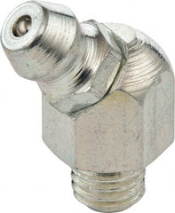 Umeta - 45° Head Angle, M6x1 Metric Stainless Steel Standard Grease Fitting - 9mm Hex, 23.5mm Overall Height, 5.5mm Shank Length - Exact Tooling