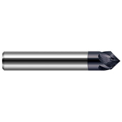 Harvey Tool - 1/8" Diam 90°/90° 4-Flute Single End Solid Carbide Chamfer Mill - Exact Tooling