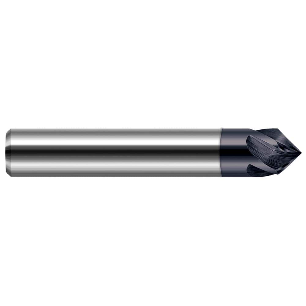 Harvey Tool - 1/4" Diam 90°/90° 2-Flute Single End Solid Carbide Chamfer Mill - Exact Tooling