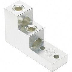 Panduit - 2 AWG Noninsulated Lug Connection Square Ring Terminal - 3/8" Stud, 4.91" OAL x 1-1/2" Wide, Tin Plated Aluminum Contact - Exact Tooling
