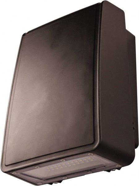 Philips - 50 Watt, 1,400 Lumen, 4,000°K, 120-277 Volt, LED Wall Pack Light Fixture - Patterned Polycarbonate Lens, Aluminum Housing, Bronze (Color), Wall Mount, 5.02" Deep x 10.22" High x 7.79" Wide - Exact Tooling