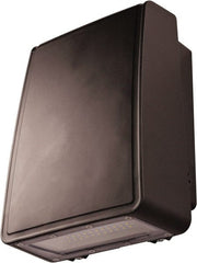 Philips - 50 Watt, 1,400 Lumen, 4,000°K, 120-277 Volt, LED Wall Pack Light Fixture - Patterned Polycarbonate Lens, Aluminum Housing, Bronze (Color), Wall Mount, 5.02" Deep x 10.22" High x 7.79" Wide - Exact Tooling