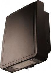 Philips - 30 Watt, 3,355 Lumen, 4,000°K, 120-277 Volt, LED Wall Pack Light Fixture - Patterned Borosilicate Glass Lens, Aluminum Housing, Bronze (Color), Wall Mount, 9.45" Deep x 8.67" High x 8.46" Wide - Exact Tooling