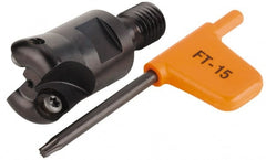 Kennametal - 19.05mm Cutting Diam, 3/4" Max Depth of Cut, Modular Connection Indexable Copy End Mill - 2 Inserts, RDHX 1003M0S Insert, KDM Toolholder - Exact Tooling