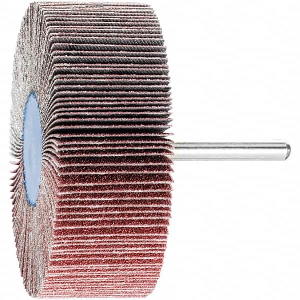 PFERD - 3" Diam x 1" Face Width, Aluminum Oxide Coated Mounted Flap Wheel - 1/4" Shank Mount, 80 Grit, 20,000 Max RPM - Exact Tooling