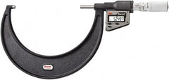 Starrett - 127 to 152 mm Range, 0.0001" Resolution, Standard Throat, Electronic Outside Micrometer - 0.0002" Accuracy, Friction Thimble, Micro Lapped Carbide Face, CR2450 Battery, Includes 3V Battery - Exact Tooling