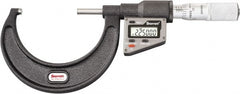 Starrett - 50.8 to 76 mm Range, 0.0001" Resolution, Standard Throat, Electronic Outside Micrometer - 0.0001" Accuracy, Friction Thimble, Micro Lapped Carbide Face, CR2450 Battery, Includes 3V Battery - Exact Tooling