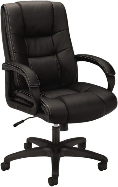 Basyx - 45-1/2" High Executive Chair - 28" Wide x 40" Deep, Vinyl Seat, Black - Exact Tooling