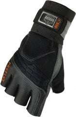 Ergodyne - Size 2XL (10) General Protection Work Gloves - For Mechanic's & Lifting, Uncoated, Elastic Band Cuff, Half Fingered, Black, Paired - Exact Tooling