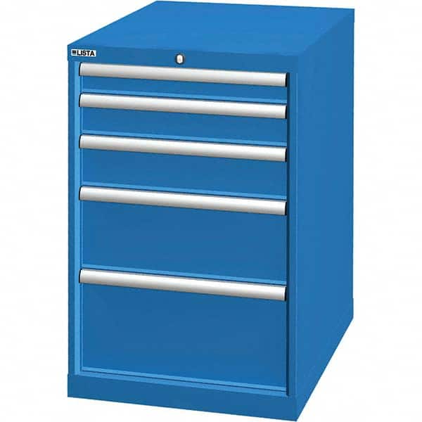 LISTA - 5 Drawer, 46 Compartment Bright Blue Steel Modular Storage Cabinet - Exact Tooling