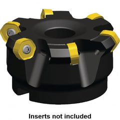 Kennametal - 56.12mm Cut Diam, 22mm Arbor Hole, 4.4mm Max Depth of Cut, 30° Indexable Chamfer & Angle Face Mill - 5 Inserts, HNGJ 0604... Insert, Right Hand Cut, 5 Flutes, Through Coolant, Series Dodeka Mini - Exact Tooling