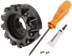 Kennametal - 4" Cut Diam, 1-1/2" Arbor Hole, 3.23mm Max Depth of Cut, 45° Indexable Chamfer & Angle Face Mill - 12 Inserts, HNGJ 0604... Insert, Right Hand Cut, 12 Flutes, Through Coolant, Series Dodeka Mini - Exact Tooling