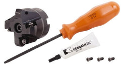 Kennametal - 1" Cut Diam, 1/2" Arbor Hole, 3.23mm Max Depth of Cut, 45° Indexable Chamfer & Angle Face Mill - 4 Inserts, HNGJ 0604... Insert, Right Hand Cut, 4 Flutes, Through Coolant, Series Dodeka Mini - Exact Tooling