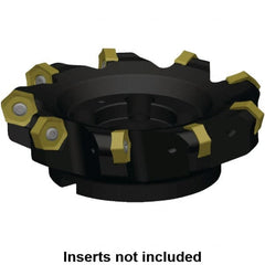 Kennametal - 332.31mm Cut Diam, 60mm Arbor Hole, 8mm Max Depth of Cut, 45° Indexable Chamfer & Angle Face Mill - 18 Inserts, HNPJ 1307... Insert, Right Hand Cut, 18 Flutes, Through Coolant, Series Dodeka Max - Exact Tooling