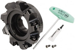 Kennametal - 6" Cut Diam, 2" Arbor Hole, 8mm Max Depth of Cut, 45° Indexable Chamfer & Angle Face Mill - 9 Inserts, HNPJ 1307... Insert, Right Hand Cut, 9 Flutes, Through Coolant, Series Dodeka Max - Exact Tooling