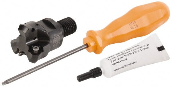 Kennametal - 45° Lead Angle, 39.93mm Max Cut Diam, 1-1/4" Min Cut Diam, 3.23mm Max Depth of Cut, Indexable Chamfer & Angle End Mill - 3 Inserts, HNGJ 0604ANENLD Insert Style, 62.61mm OAL, Through Coolant, Modular Connection - Exact Tooling