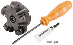 Kennametal - 5 Inserts, 3.245" Cutter Diam, 0.087" Max Depth of Cut, Indexable High-Feed Face Mill - 3/4" Arbor Hole Diam, 1.595" High, KSHR Toolholder, HNGJ 0905.. Inserts, Series Dodeka High-Feed - Exact Tooling