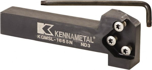 Kennametal - External Thread, 152.4mm OAL, Left Hand Indexable Grooving Cutoff Toolholder - 25.4mm Shank Height x 25.4mm Shank Width, KGMS Toolholder Style, Series A4 - Exact Tooling