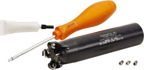 Kennametal - 35mm Cutting Diam, 32mm Shank Diam, 1.378" Max Depth of Cut, Straight Shank Indexable Copy End Mill - 4 Inserts, RP.T 1204M0.. Insert, Through Coolant - Exact Tooling