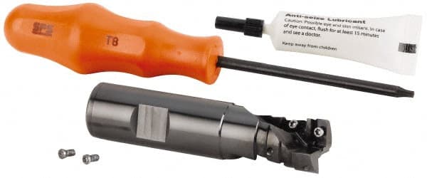 Kennametal - 25mm Cut Diam, 28mm Max Depth of Cut, 25mm Shank Diam, 140mm OAL, Indexable Square Shoulder Helical End Mill - GOMT 13T3.., JOMT 13T3.. Inserts, Cylindrical Shank, 0° Lead Angle, Series KDMR - Exact Tooling