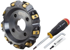 APT - Arbor Hole Connection, 0.485" Cutting Width, 1-7/8" Depth of Cut, 6" Cutter Diam, 1-1/2" Hole Diam, 12 Tooth Indexable Slotting Cutter - SM61 Toolholder, CTA 4 Insert, Neutral Cutting Direction - Exact Tooling