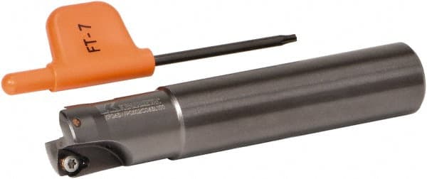 Kennametal - 16mm Cut Diam, 0.033" Max Depth, 16mm Shank Diam, Cylindrical Shank Indexable High-Feed Helical End Mill - Screw Holding Method, WP..0302.. Insert, Through Coolant - Exact Tooling