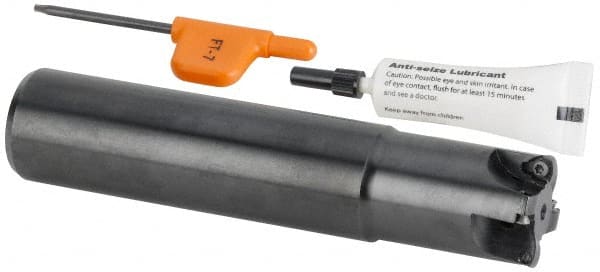 Kennametal - 25mm Cut Diam, 0.04" Max Depth, M12 Modular Connection Indexable High-Feed Helical End Mill - Screw Holding Method, WP..0302.. Insert, Through Coolant - Exact Tooling