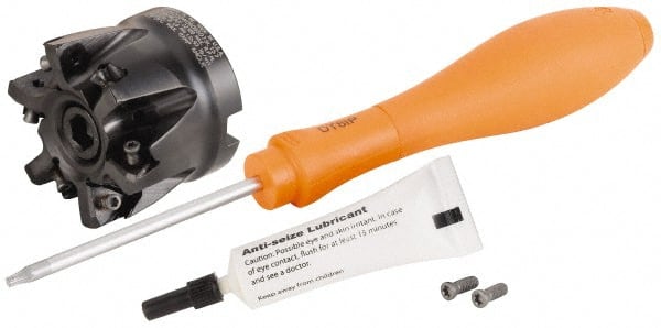 Kennametal - 6 Inserts, 2" Cutter Diam, 0.059" Max Depth of Cut, Indexable High-Feed Face Mill - 3/4" Arbor Hole Diam, 1.57" High, KF2X Toolholder, WOEJ 0905.. Inserts, Series KenFeed 2X - Exact Tooling